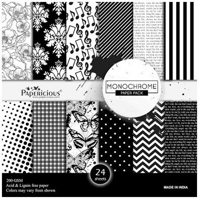

craftsneed printed designer 12x12 Multipurpose Paper(Set of 1, black and white)