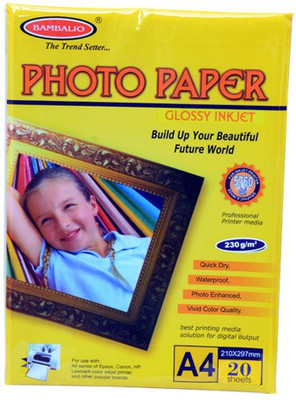 

Bambalio Glossy 230 Gsm 40 Sheets unruled Glossy Photo Paper A4 Photo Paper(Set of 2, White)