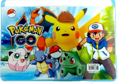 NeoTask Bookshelf Pokemon Kidz Art Plastic Pencil Box(Set of 1, Blue)