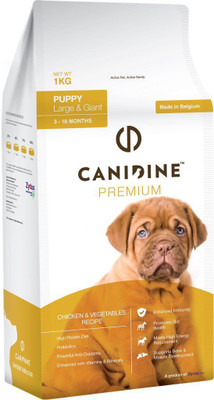 

Pawsitively Canidine Premium Puppy Large & Giant Chicken and Vegetables Recipe Dog Food - 1 Kg Chicken, Vegetable 1 kg Dry Dog Food