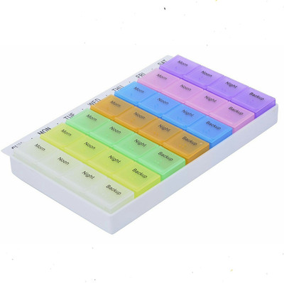 

NK-STORE 7 days 7 Day 4 Times Medicine Box Organizer for Vitamins Tablets or Small Utilities Trinkets Tools Screws Storage Box Pill Box(Multicolor)