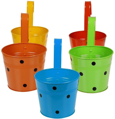 

Shrih Set of 5 Multicolor Railing Planter Plant Container Set(Metal)