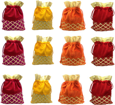 

FashBlush Shagun Gift Party Pouch Potlis (Set Of 12) 228x177mm Potli(Multicolor)