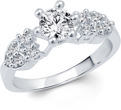 

Vighnaharta Sweet Heart Solitaire Alloy Cubic Zirconia Gold-plated Plated Ring, Silver;white