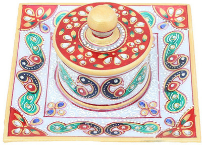 

APKAMART Handicraft Marble 1 Bowl & Tray Set - Decorative Serving Set for Table Decor and Gifts Bowl Tray Serving Set(Pack of 1)
