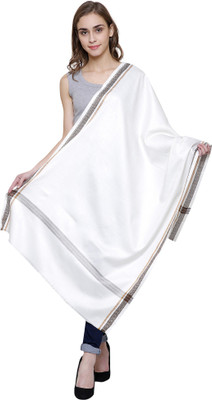 Kashmiri Handloom Shawl Pure Wool Woven Women Shawl(White)