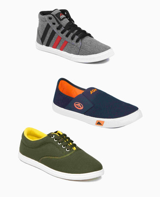 

Asian Men's Combo Pack Of 3 Sneakers With Loafers Casuals For Men(Multicolor