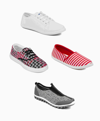

Asian women's combo Pack Of 4 Sneakers With Loafers Casuals Casuals For Women(Multicolor
