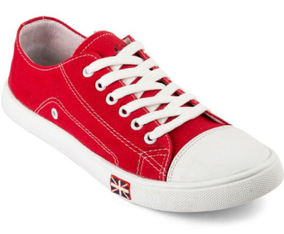 Red and white store shoes