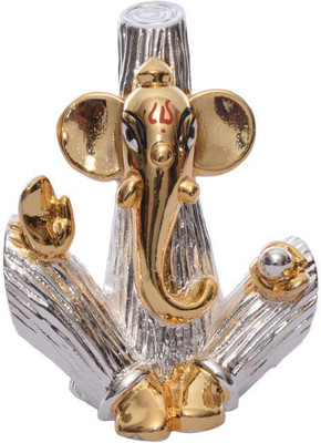 

Siri Creations Tree Ganesha With Silver And Gold Polish Decorative Showpiece - 5.5 cm(Silver Plated, Multicolor)
