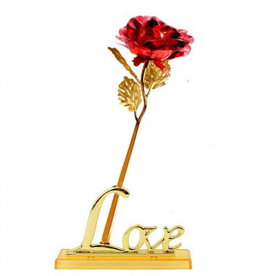 

Rasoh rasoh valentines day rose red and gold for his / her express your love Decorative Showpiece - 23 cm(Gold Finish, Red)