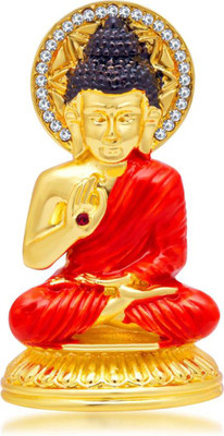 SmsTraders Lord Buddha Idol Decorative Showpiece - 7 cm(Gold Plated, Red, Gold)