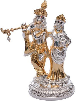

Siri Creations Radha Krishna Idol With Silver And Gold Polish Decorative Showpiece - 10.5 cm(Silver Plated, Gold)