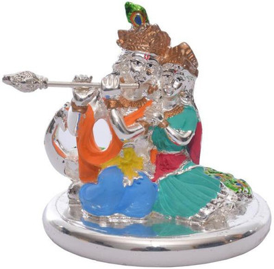 

Siri Creations Radha Krishna Idol With Enamel Decorative Showpiece - 7.5 cm(Silver Plated, Multicolor)
