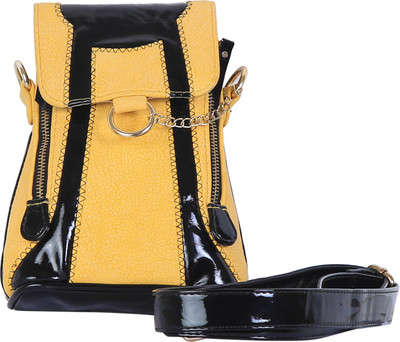 

Strutt Girls Yellow, Black Leatherette, Polyester Sling Bag, Black;yellow