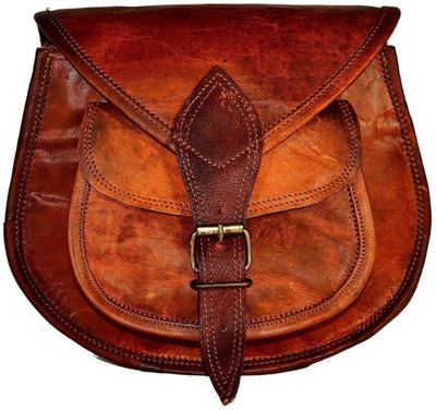 

CraftShades Boys & Girls Casual Tan Genuine Leather Sling Bag
