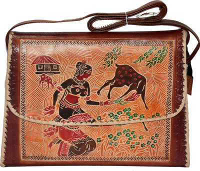 

Estheticmind Women Casual Maroon Genuine Leather Sling Bag