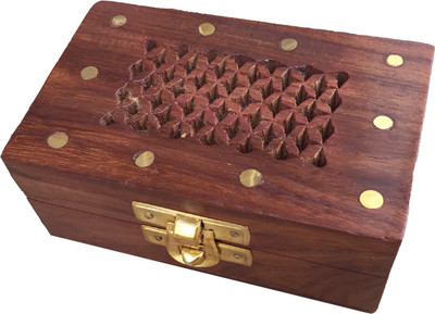 

Craft Art India Small Wooden Jewellery/Jewelery/Accessories Storage Box with Decorative Handmade Design {CRAFT-0334/Size Jewellery Vanity Box(Brown)