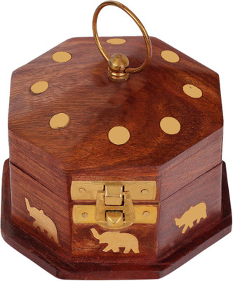 

Craft Art India Decorative Handmade Octagonal Wooden Jewellery/Jewelery/Storage Case/Box {CRAFT-0308/Size Jewellery Vanity Box(Brown)