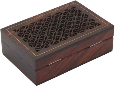 

Craft Art India Decorative Handmade Wooden Jewellery/Jewelry/Storage Box With Carving {CRAFT-0192-A/Size(Inch):2x6x4} Jewellery Vanity Box(Brown)