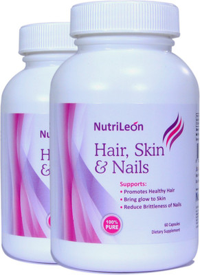

NutriLeon Biotin 10000mcg Hair Skin & Nails with Collagen Vitamin E Iron Grape seed extract 60 capsules(120 No)