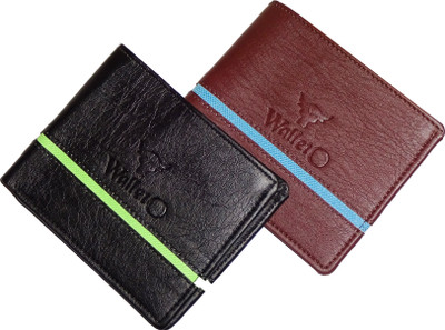

WALLETO Unisex 100% Genuine Leather Business Card, Personal Id,Credit Card, Driving Licence Card Holder Cum Mini Money Wallet (No.6Combo_Wall_08_and_03), Slots Space for 6 Card Holder(Set of 2, Multicolor)