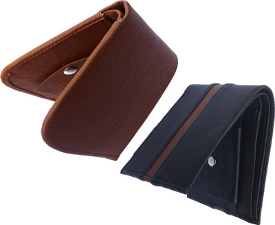 

FRIENDS & COMPANY Men Black, Tan Genuine Leather Wallet(8 Card Slots)