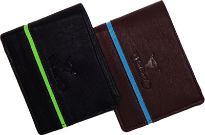 

WALLETO Unisex 100% Genuine Leather Business Card, Personal Id,Credit Card, Driving Licence Card Holder Cum Mini Money Wallet (No.4Combo_Wall_08_and_03), Slots Space for 6 Card Holder(Set of 2, Multicolor)