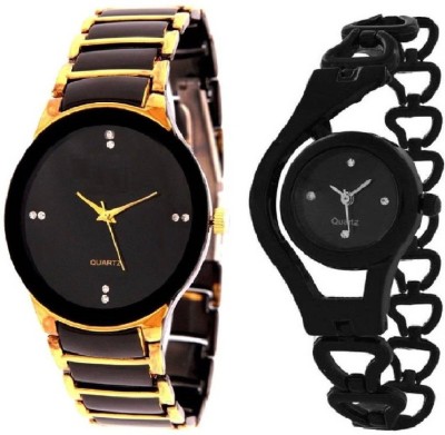LAVISHABLE iik Gold Black Couple No Watch - For Couple Watch  - For Men & Women   Watches  (Lavishable)