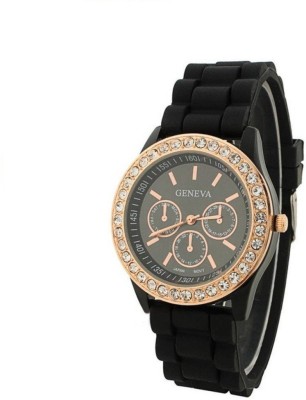 PMAX Geneva Black Silicon Strap Stylish Analog Watch Watch  - For Women   Watches  (PMAX)