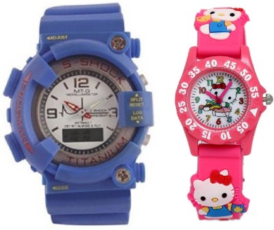 COSMIC BLUE S SHOCK STYLISH DIGITAL BOYS WATCH having latest , designer , sporty big dial WITH KITTY CARTOON PRINTED GIRLS Watch  - For Boys & Girls   Watches  (COSMIC)