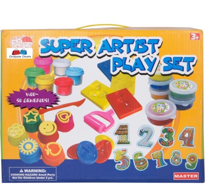 

GRAPPLE DEALS Super Artist Playset Finger Paint With Funny Stamp , Magic Clay Funny Dough Set,Paint And Count Best Learning And Fun Set For Kids.