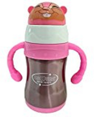 

N&M Camera New Safe Baby Steel Feeding Bottle Cum Sipper Cum Straw With Attractive Color And Beautiful Design - Pink -240ml - 240 ml(Pink)