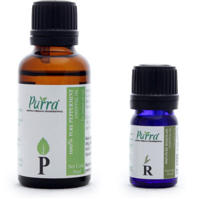 

Purra Peppermint Essential Oil 30 ML + Rosemary Essential Oil 05 ML for Hair & Skin ( Combo )(35 ml)
