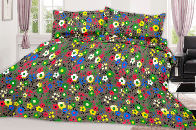 

Minu Bedsheets 130 TC Cotton Single Floral Bedsheet(Pack of 1, GRAY)