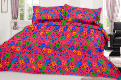 

Minu Bedsheets 130 TC Cotton Single Floral Bedsheet(Pack of 1, Pink)