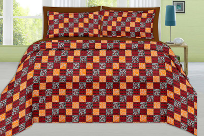 

Minu Bedsheets 130 TC Cotton Single Checkered Bedsheet(Pack of 1, Maroon)