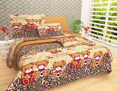 mahadev home furnishing 144 TC Polycotton Double 3D Printed Flat Bedsheet(Pack of 1, Brown)