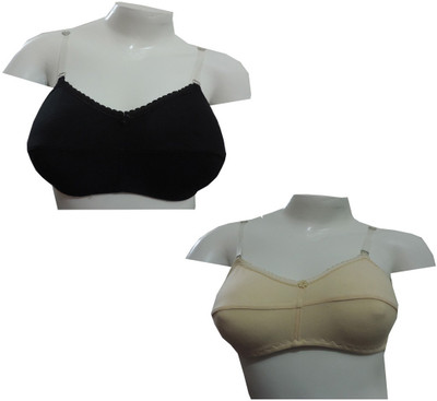 Elgator Women Full Coverage Non Padded Bra(Black, Beige)