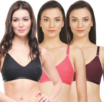 BodyCare Perfect Coverage Bra Women Full Coverage Non Padded Bra(Brown, Black, Pink)