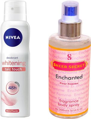 

Nivea TALC TOUCH with ENCHANTED WOMEN Deodorant Spray - For Women(350 ml, Pack of 2)