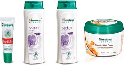 

Himalaya Lip Balm, Soothing Body Lotion, Protein Hair Cream(Set of 4)