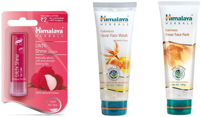 

Himalaya Litchi Shine Lip Care, Fairness Kesar Face Wash, Fairness Kesar Face Pack(Set of 3)