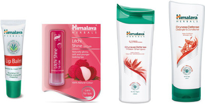 

Himalaya Lip Balm, Litchi Shine Lip Care, Dryness Defense Protion Shampoo, Dryness Defence Datangler & Conditioner(Set of 4)