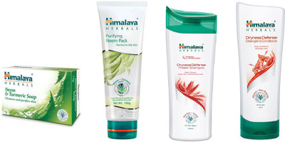 

Himalaya Neem & Turmeric Soap, Purifying Neem Face Pack, Dryness Defense Protion Shampoo, Dryness Defence Datangler & Conditioner(Set of 4)