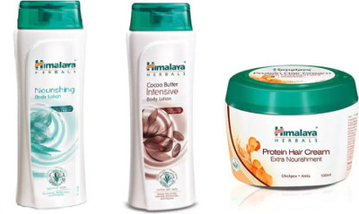 

Himalaya Nourishing Body Lotion, Cocoa Butter Intensive Body Lotion, Protein hair Cream(Set of 3)