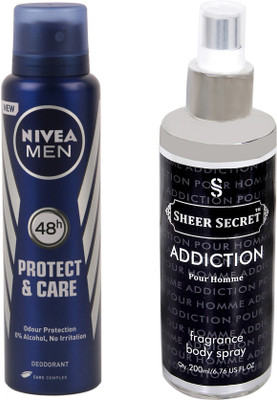 

Nivea PROTECT CARE with ADDICTION MEN Deodorant Spray - For Men(350 ml, Pack of 2)