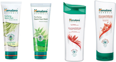 

Himalaya Purifying Neem Pack, Purifying Neem Face Wash, Dryness Defense Protion Shampoo, Dryness Defence Datangler & Conditioner(Set of 4)