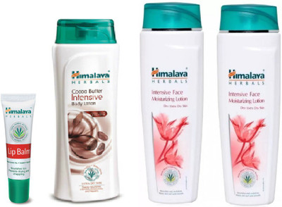 

Himalaya Lip Blam, Cocoa Butter Intensive Body Lotion, Intensive Face Moisturzing Lation(Set of 4)