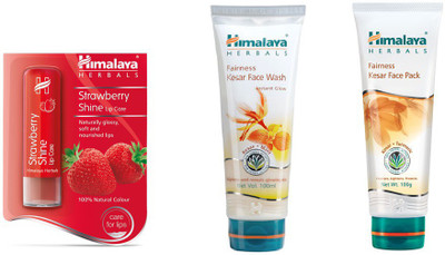 

Himalaya Strawberry Shine Lip Care, Fairness Kesar Face Wash, Fairness Kesar Face Pack(Set of 3)